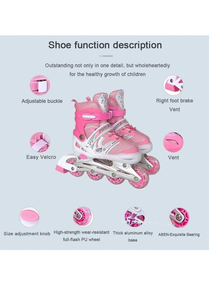 Gonice - Inline Skates, Girls Pink Adjustable Inline Skates with Light up Wheels, Beginner Roller Skates for Girls, Men and Ladies - Image 1