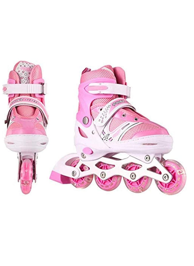 Gonice - Inline Skates, Girls Pink Adjustable Inline Skates with Light up Wheels, Beginner Roller Skates for Girls, Men and Ladies - Image 1