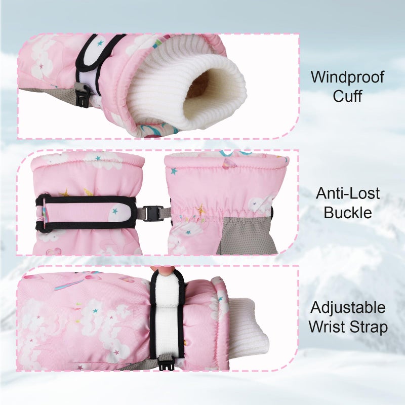 YooxArmor Kids Ski Snow Gloves, Waterproof Warm Touchscreen Winter Gloves, Cold Weather Windproof Gloves for 6-12Y Boys Girls Skiing Snowboarding Cycling Outdoor - Image 5