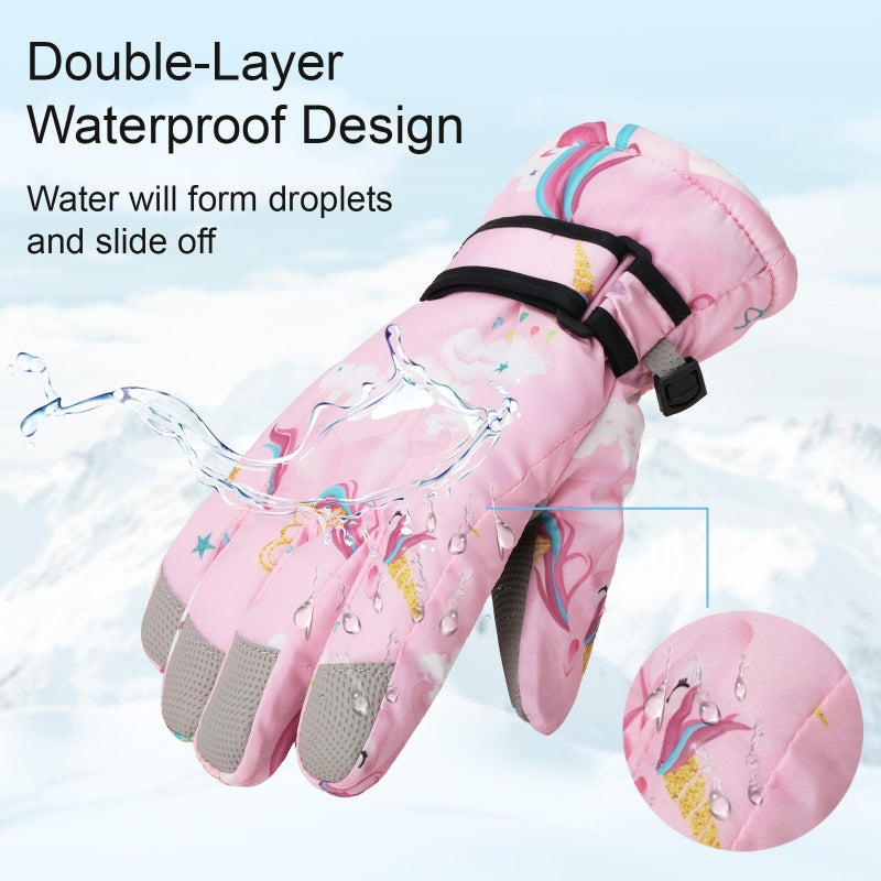 YooxArmor Kids Ski Snow Gloves, Waterproof Warm Touchscreen Winter Gloves, Cold Weather Windproof Gloves for 6-12Y Boys Girls Skiing Snowboarding Cycling Outdoor - Image 3