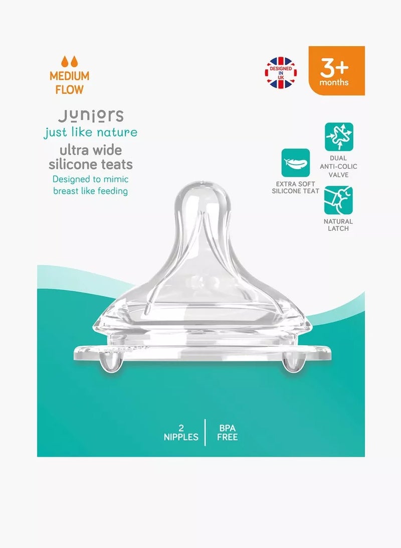جونيورز قطعتان من الحلمات الطبيعية مع صمامات مزدوجة مضادة للمغص ومزلاج طبيعي وتدفق متوسط - Image 1