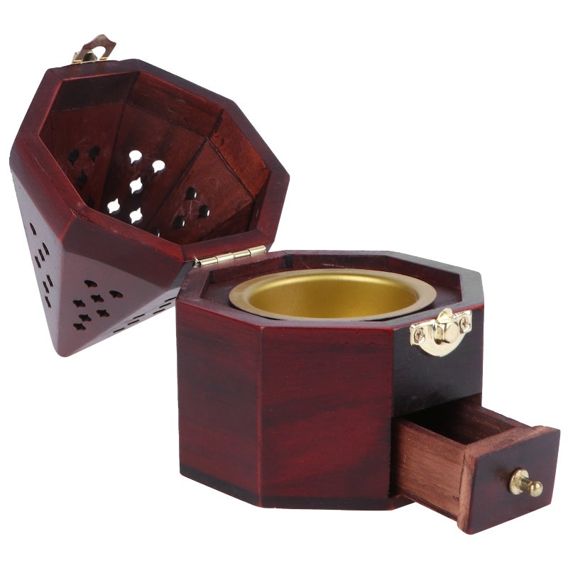 1PC Antique Pine Wood Aromatherapy Box Hollow Incense Burner ( ) - Image 1