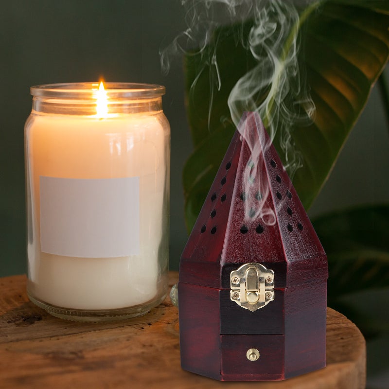 1PC Antique Pine Wood Aromatherapy Box Hollow Incense Burner ( ) - Image 3