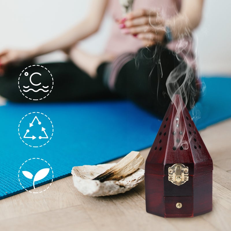 1PC Antique Pine Wood Aromatherapy Box Hollow Incense Burner ( ) - Image 5