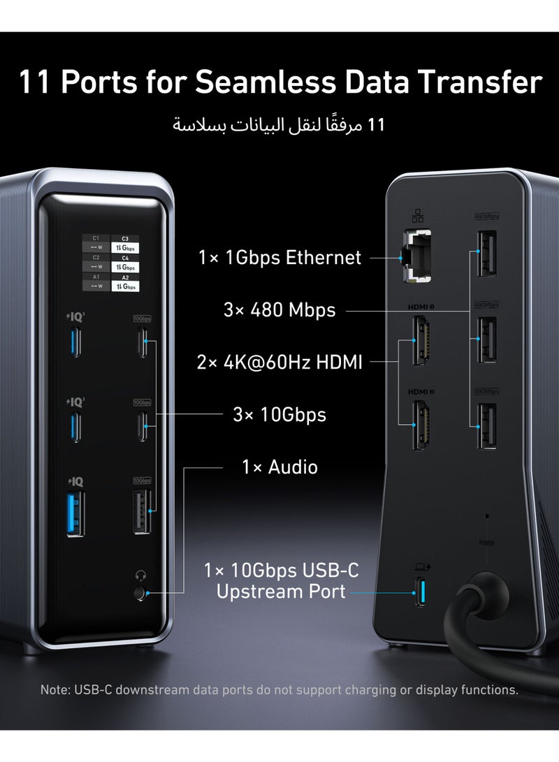 Anker Prime Charging Docking Station, 14-Port with 160W Max Output and Built-In GaN AC-DC Power, 10Gbps Data Transfers, Real-Time Smart Interface, Dual 4K Displays for MacBook, Dell, Phones, and More - Image 4