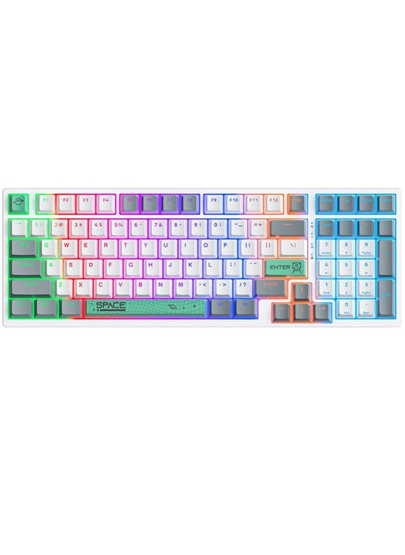 G38 80% Full Gaming Mechanical Keyboard USB Wired – BROWN Mechanical Switches – RGB Rainbow Backlighted -98 Keys Arabic / English – Double injection Funny & Cute Keycap Design Illumination – for PC, Desktop, Laptop, Mac | White
