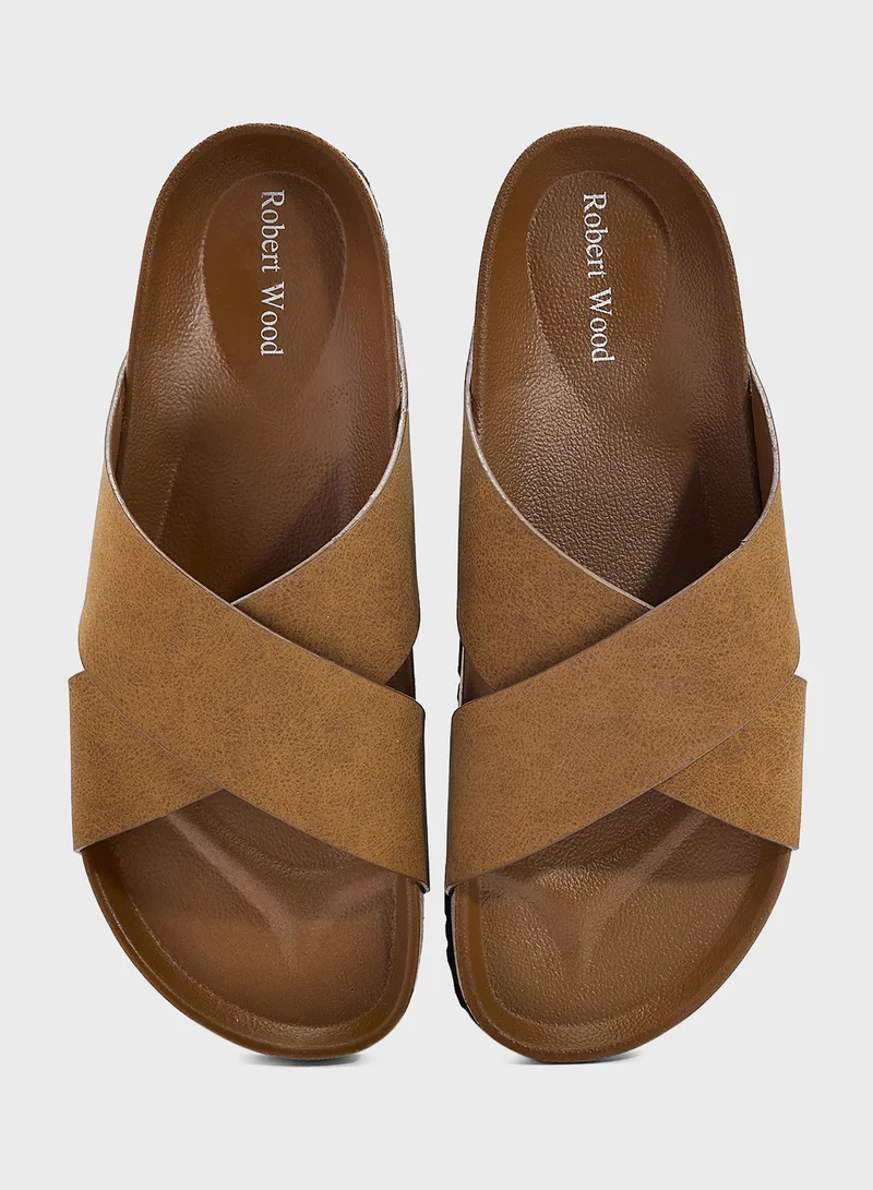 Robert Wood Casual Cross Strap Comfort Sandals