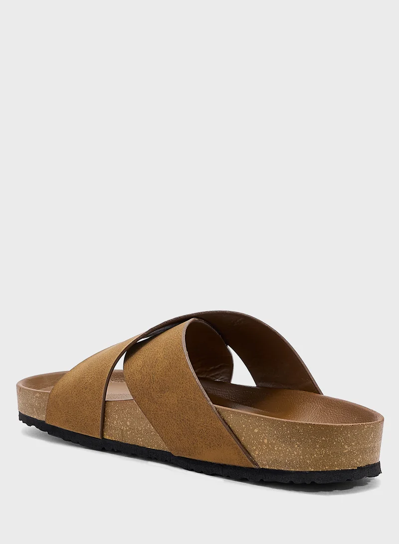 Robert Wood Casual Cross Strap Comfort Sandals