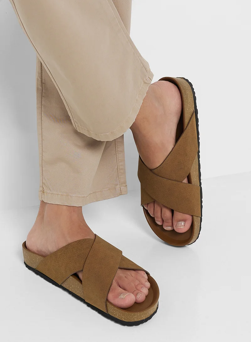 Robert Wood Casual Cross Strap Comfort Sandals