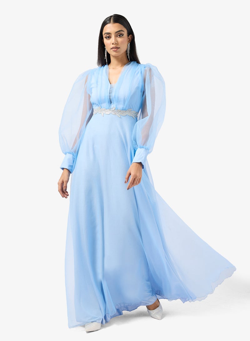 Khizana Puff Sleeves A-line Evening Dress - Image 4