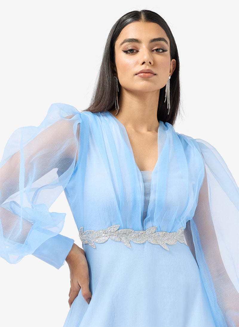 Khizana Puff Sleeves A-line Evening Dress - Image 3