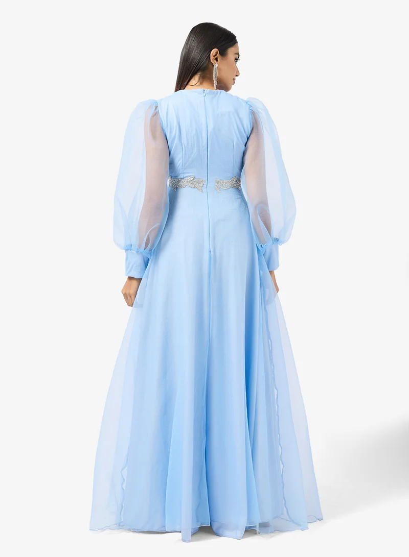 خزانة Puff Sleeves A-line Evening Dress