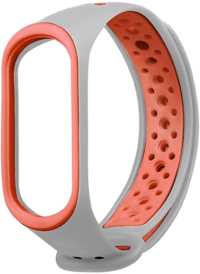 Humble - HUMBLE Premium Soft Silicone Mi Band 4 Strap Waterproof Compatible with Xiaomi Mi Band 4 & Mi Band 3 Strap, Soft Silicone Air-Hole Replacement Wristbands (Grey & Orange) - Image 1