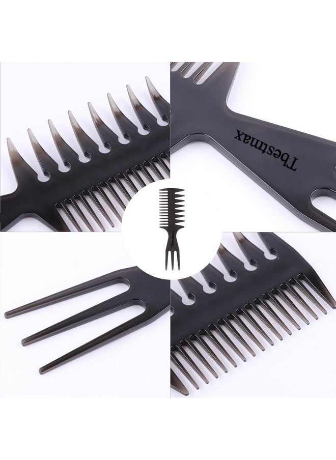 Tbestmax - Hair Comb Styling Set Tail Combs Double Side Brushes Afro Pick Pik Comb African American Hair Brush Barber Accessories Black-2Pcs - Image 1