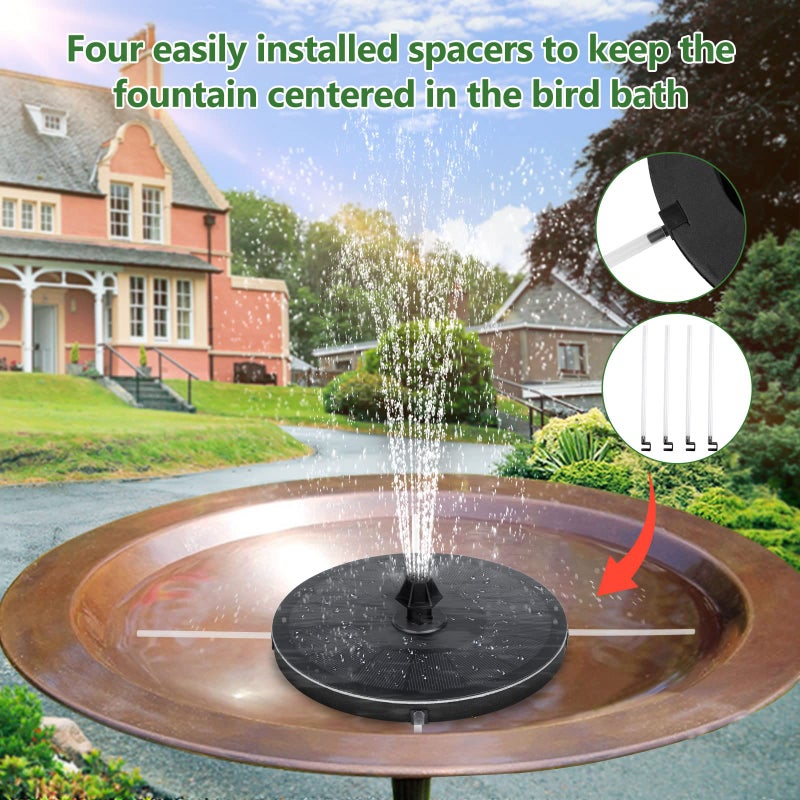 Mademax Upgraded Solar Fountain with 4 Easy Install Nozzle and Fixer, Solar Powered Fountain Pump for Bird Bath, Garden, Pond, Pool, Fish Tank, Outdoor - Image 2