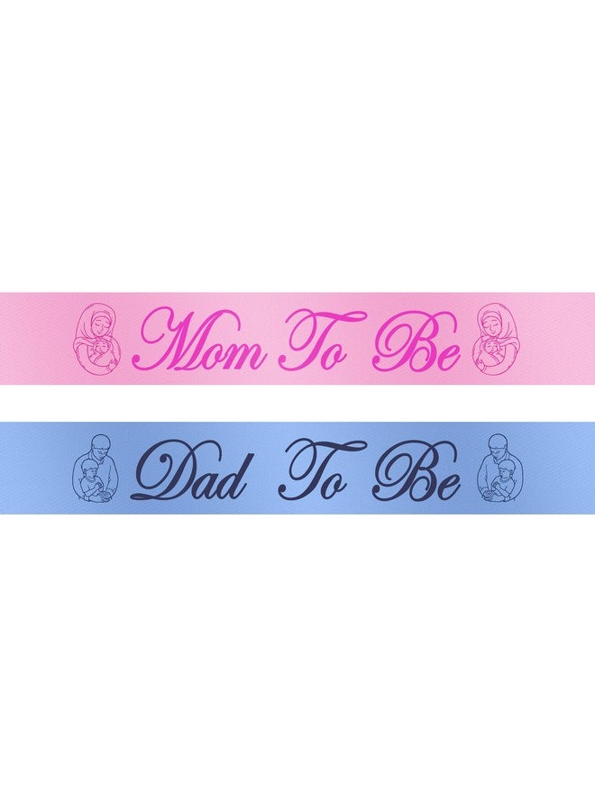 AMAROBA Mom to Be & Dad to Be Sash for Baby Shower - Pink and Blue Satin Sashes for Parents - Adjustable Size, Comfortable Fit, Baby Shower Party Decoration & Celebration Accessory for New Parents - Image 1