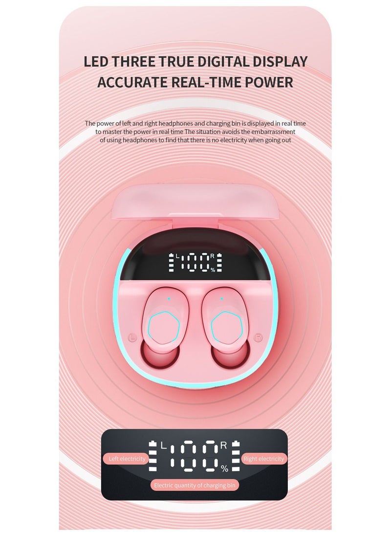Generic - M13 Wireless Earphones, Binaural TWS Mini In-ear Digital Stereo 5.2 Bluetooth Headset (Pink) - Image 1