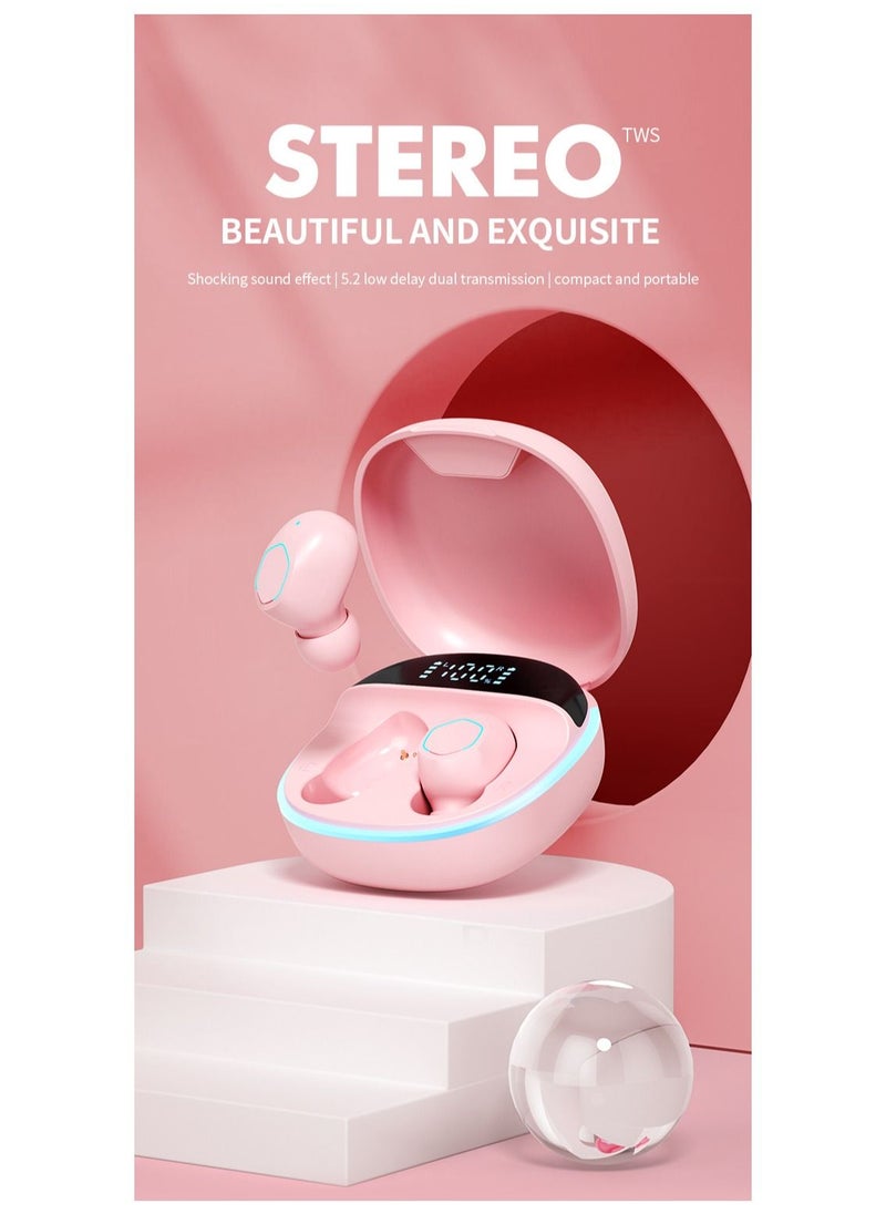 Generic - M13 Wireless Earphones, Binaural TWS Mini In-ear Digital Stereo 5.2 Bluetooth Headset (Pink) - Image 1