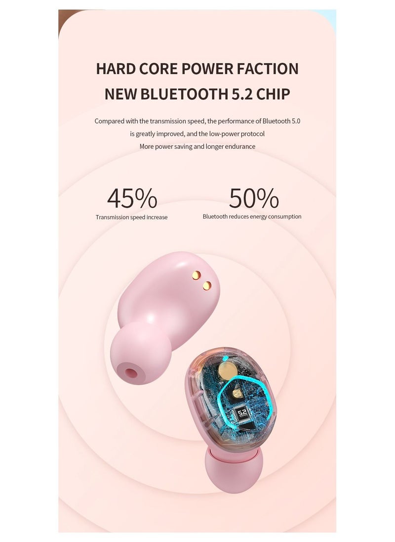 Generic - M13 Wireless Earphones, Binaural TWS Mini In-ear Digital Stereo 5.2 Bluetooth Headset (Pink) - Image 1