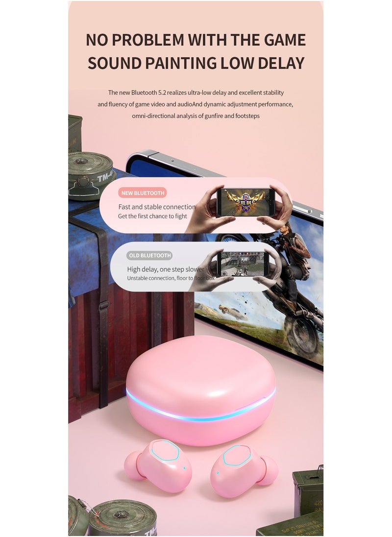 Generic - M13 Wireless Earphones, Binaural TWS Mini In-ear Digital Stereo 5.2 Bluetooth Headset (Pink) - Image 1
