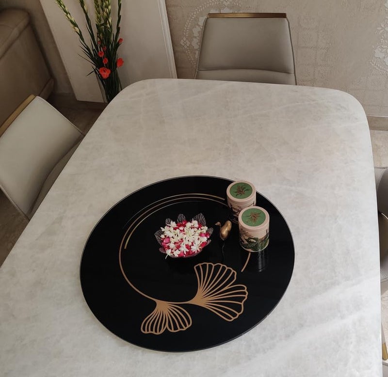 Appeasy appeasy 360 Revolving Tray Revolving Tray for Dining Table Lazy Susan Revolving Toughened Glass Tray Rotating Tray 18 inch Butterfly Ring  - Image 4