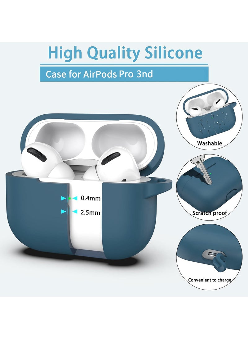 Silicone Protective Case Cover for AirPods Pro 3 with Cleaner Kit, Keychain for Women Men,Suitable for 3nd Generation Case Gift Sports lanyard（Blue） - Image 3