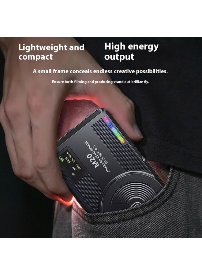 FlashHawk M20 Magnetic RGB Video Light | 2500K-9000K Bi-Color Pocket LED Camera Light | CRI 95+ Dimmable Vlogging Lamp with Phone Clip & Hot Shoe Mount | 20 Scene Modes for TikTok, Live Stream, Zoom Meetings - Image 2