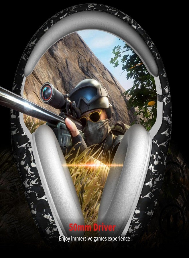 ZIUMIER Camo Gaming Headset for PS4, PS5, Xbox One, PC, Laptop, Mac, Switch, 3.5MM Wired Gaming Headphones with Microphone, Bass Surround, LED Light, Camouflage - Image 2