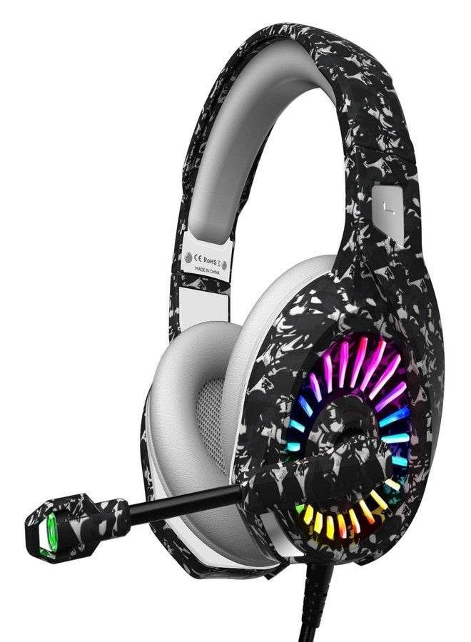 ZIUMIER Camo Gaming Headset for PS4, PS5, Xbox One, PC, Laptop, Mac, Switch, 3.5MM Wired Gaming Headphones with Microphone, Bass Surround, LED Light, Camouflage - Image 1