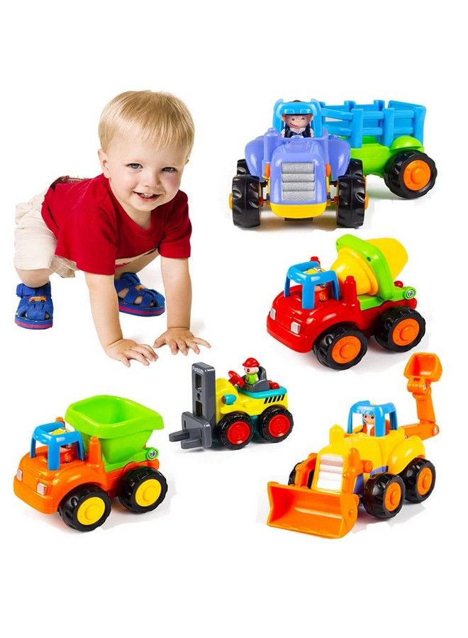 Woby Push And Go Friction Powered Car Toys Set Tractor Bulldozer Mixer Truck And Dumper For Baby Toddlers - Image 2