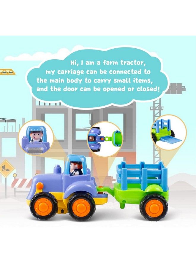 Woby Push And Go Friction Powered Car Toys Set Tractor Bulldozer Mixer Truck And Dumper For Baby Toddlers - Image 4