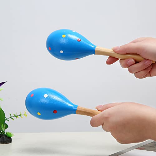 DOMG Maracas, Professional Wooden Rumba Shakers Latin Musical Instrument, Hand Percussion Rattles with Clear Salsa Rhythm for Adults Kids Party Game Playing, Set of 2 - Image 4