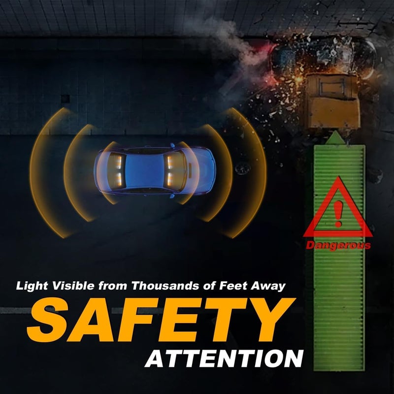 2 in 1 Emergency Strobe Traffic Advisor Light Bar Amber White Warning Hazard Safety Interior Windshield Dash Lights Emergency Lights for Trucks Construction 2x17.7" - Image 2
