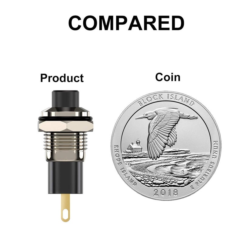 DIYhz Push Button Switch, Self-Locking Mini Switches Latching 10mm Round DC24V 0.5A Black Cap 5PCS - Image 4