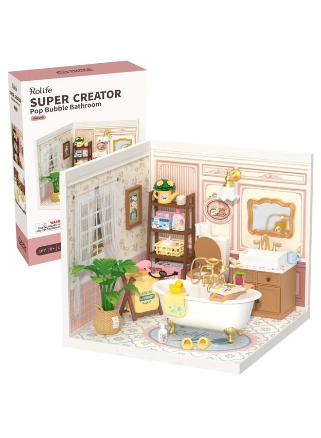 Rolife Super Creator-DIY Plastic Miniature House for Adults, Mini Blocks Model Kit Building Sets, DIY Crafts/Hobbies/Building Blocks Toys for Adults (Pop Bubble Bathroom) - Image 1