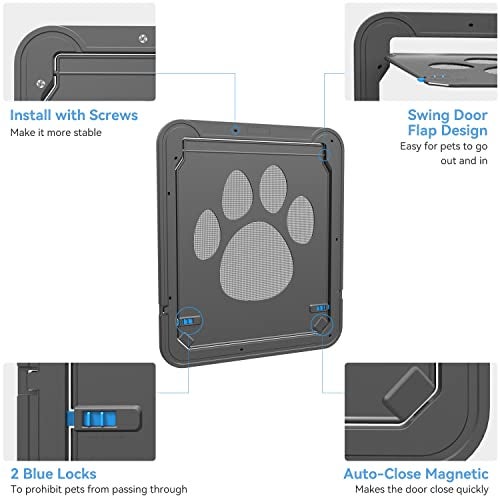 PETLESO Dog Door for Screen Doors, Large Dog Opening for Sliding Doors, Inner Flap 12"×14" Lockable Magnetic with Automatic Close, Sturdy ABS Pet Doorway for Small to Large Dogs (Black) - Image 5