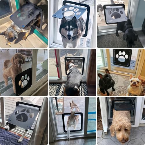 PETLESO Dog Door for Screen Doors, Large Dog Opening for Sliding Doors, Inner Flap 12"×14" Lockable Magnetic with Automatic Close, Sturdy ABS Pet Doorway for Small to Large Dogs (Black) - Image 2