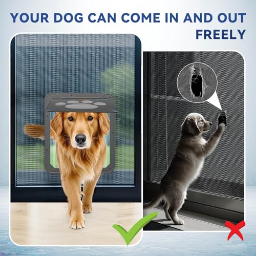 PETLESO Dog Door for Screen Doors, Large Dog Opening for Sliding Doors, Inner Flap 12"×14" Lockable Magnetic with Automatic Close, Sturdy ABS Pet Doorway for Small to Large Dogs (Black) - Image 4