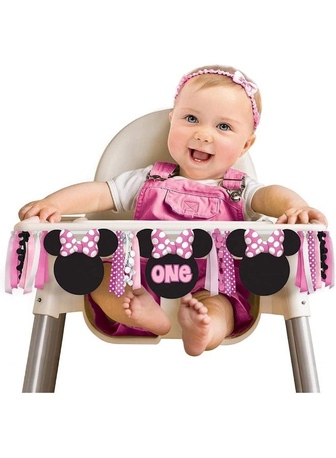 Amscan Disney Minnie Mouse Forever 1st Birthday Deluxe High Chair Decoration - Image 1