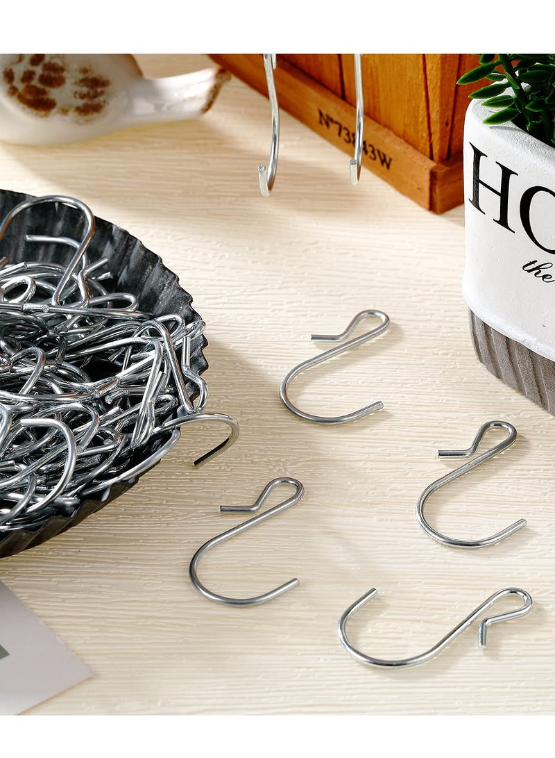 SOLARAE S Shaped Metal Hooks Clip, S Shaped Hooks Stainless Steel Metal Hangers,Not Slip Off, Suitable for Indoor and Outdoor Hanging,  Kitchen Lights, Hanging Hooks for DIY Crafts(100 Pieces) Silver - Image 5