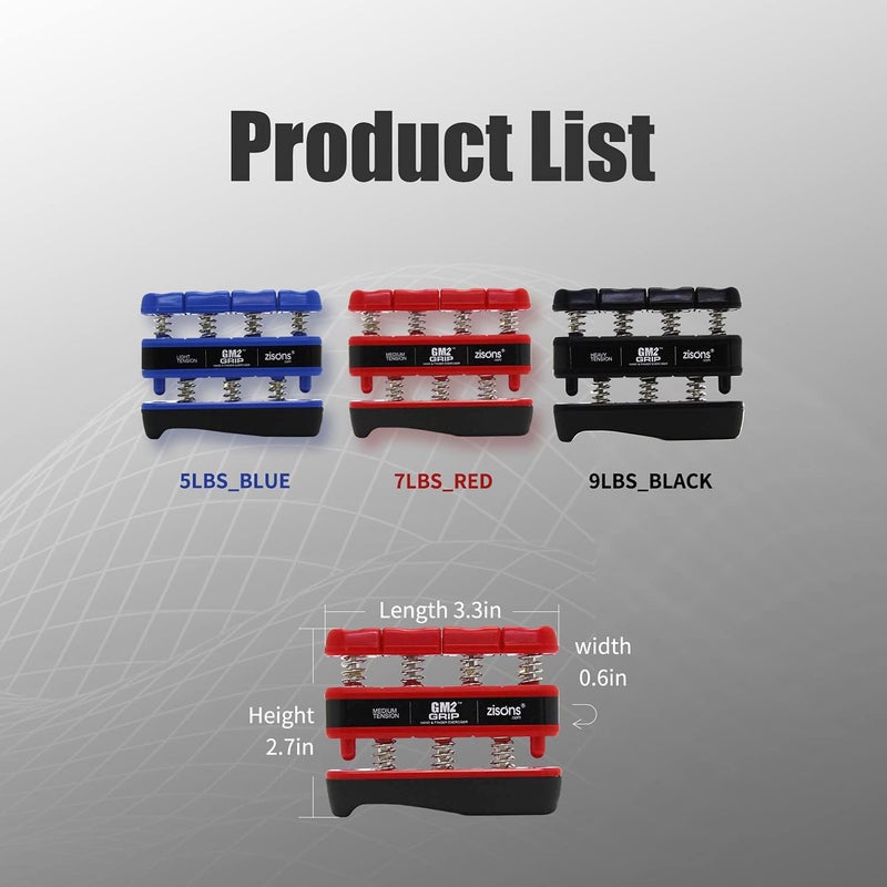 GM2 Grip Exerciser, Hand Exerciser, Finger Exerciser. 9lb(Black) 7lb(Red) 5lb(Blue) - Image 5