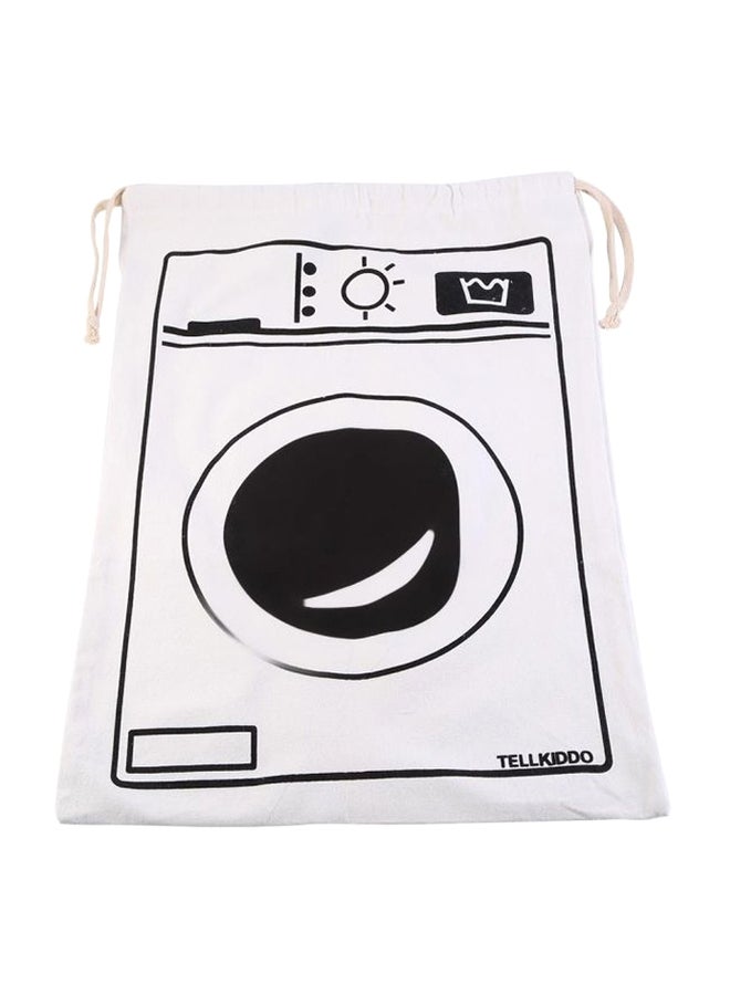 NIBEMINENT Canvas Storage Basket Bag White/Black 45x65cm - Image 1