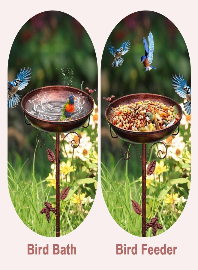 GRECOMEIN Bird Bath for Outside, 2 Bird Decor, Hummingbird on Pole & Sparrow on Bowl, 38.5 Inch Height Garden Birdbaths, 12 Inch Antique Bronze Freestanding Birdfeeder Bath for Yard Patio - Image 5