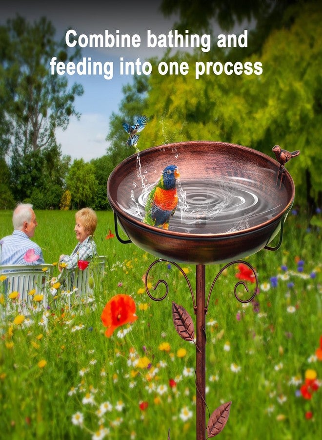 GRECOMEIN Bird Bath for Outside, 2 Bird Decor, Hummingbird on Pole & Sparrow on Bowl, 38.5 Inch Height Garden Birdbaths, 12 Inch Antique Bronze Freestanding Birdfeeder Bath for Yard Patio - Image 4