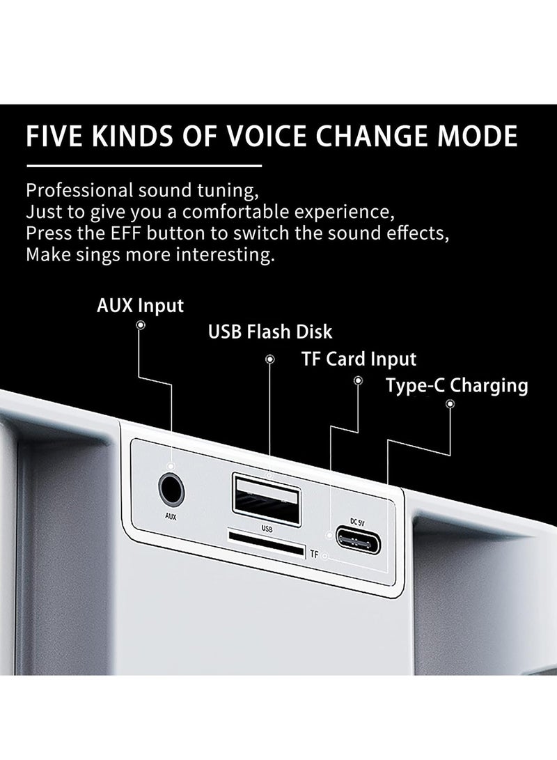 JAJEEK Karaoke Machine with 2 Wireless Microphone, Portable Bluetooth Karaoke Speaker PA System with Echo and Vocal Cut, TF Card, AUX-In, USB Flash Disk Support – Perfect for Indoor & Outdoor Parties, Family Gatherings, and Singing Fun - Image 4