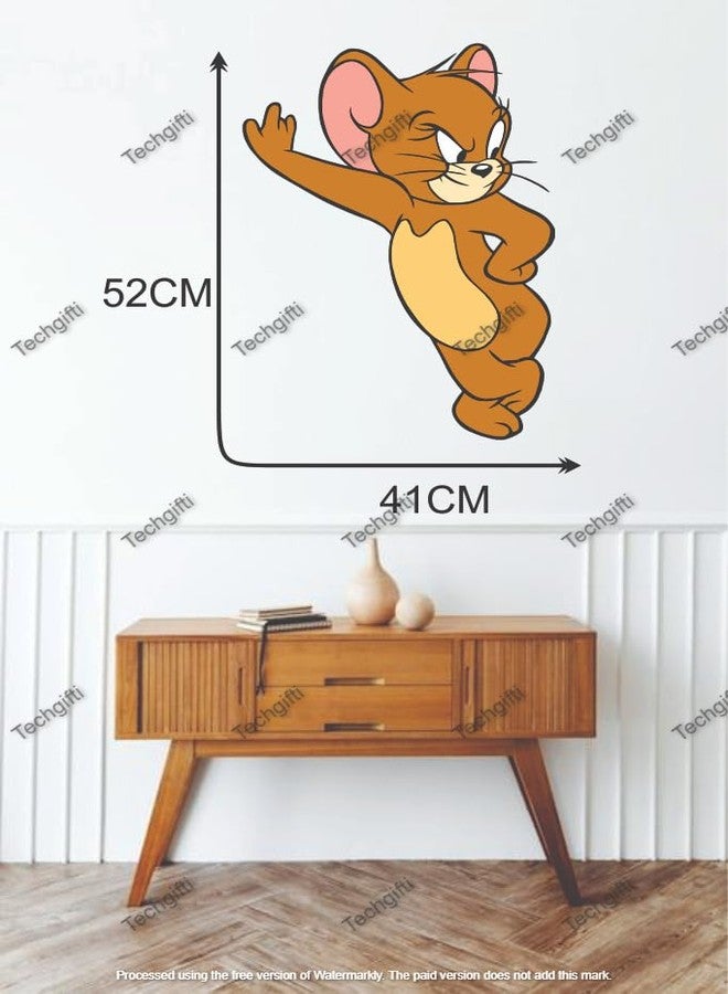 Techgifti ملصق حائط Techgifti Jerry، ملصق حائط على شكل فأر كرتوني لغرفة المعيشة (المقاس - 41 سم × 52 سم) - Image 4