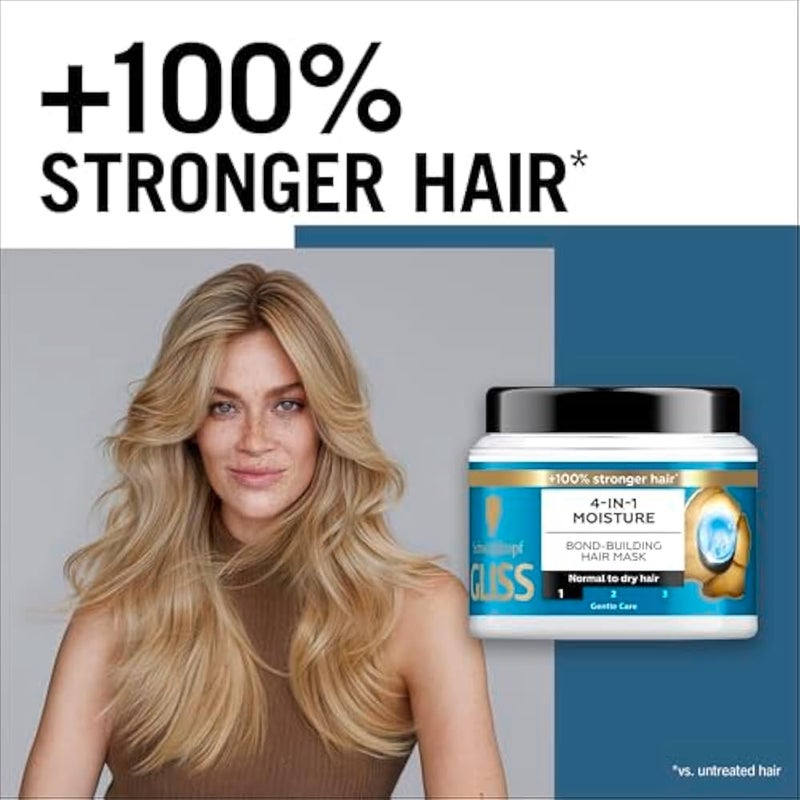 Gliss 4-in-1 Moisture Bond-Building Mask, 400ml — Infuse intense hydration into your hair with this multi-functional mask designed to bond and restore moisture effectively - Image 2