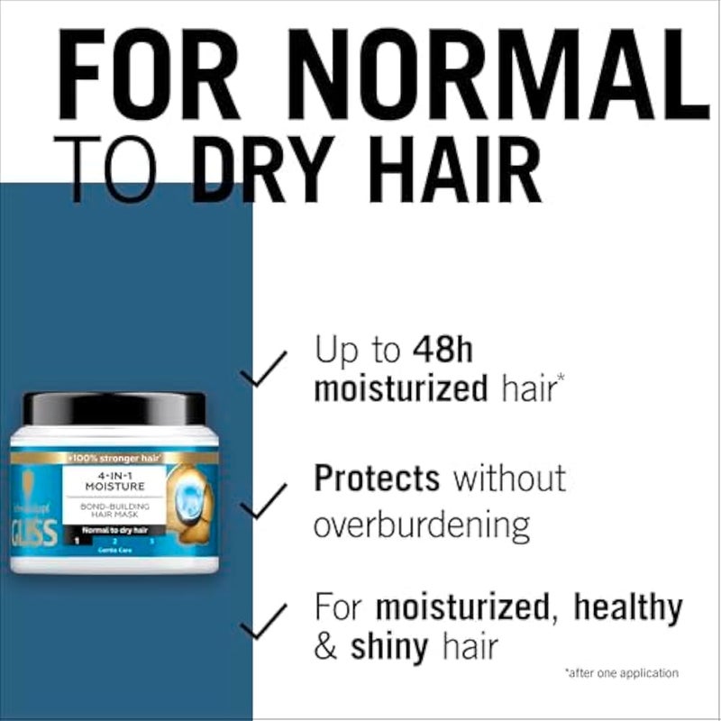 Gliss 4-in-1 Moisture Bond-Building Mask, 400ml — Infuse intense hydration into your hair with this multi-functional mask designed to bond and restore moisture effectively - Image 3