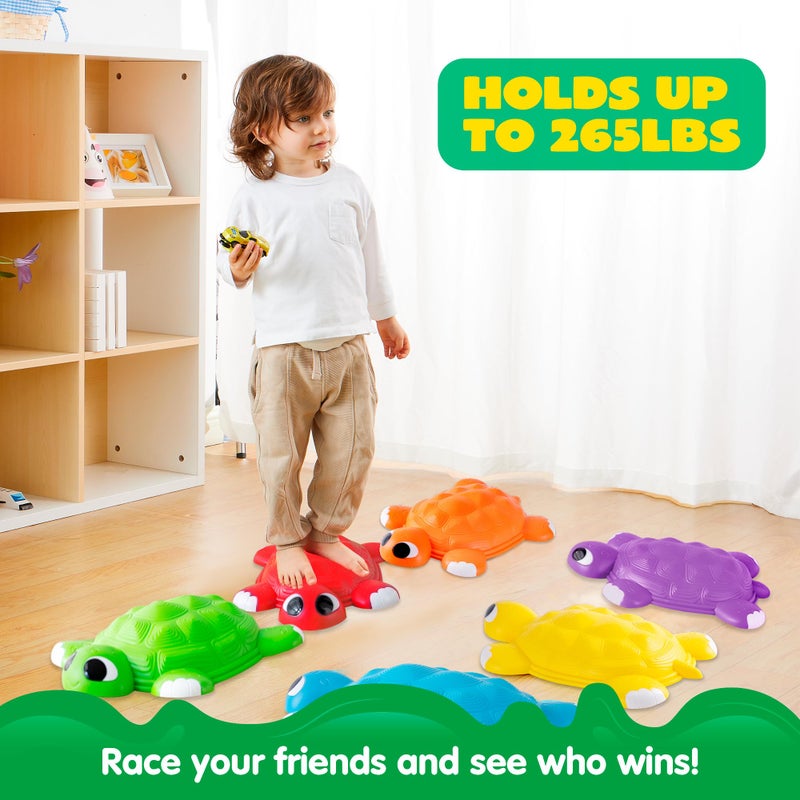 JOYIN Turtle Balance Stepping Stones, 6 Pcs Kids Turtle Jumping Stones Steps Stones Up to 265 Ibs, Toddler Obstacle Course Coordination Game Toys for Ages 3 Years and UP Indoor or Outdoor Play - Image 3