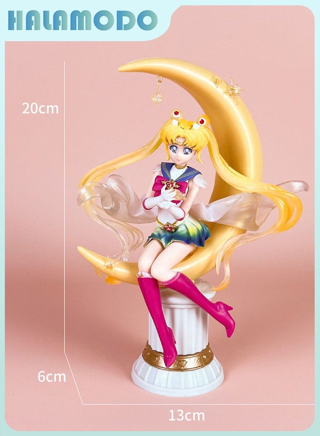HALAMODO Sailor Moon Moon - Themed Sailor Moon Trendy Figurine, Ideal Desktop Decoration and Gift 20 cm - Image 1
